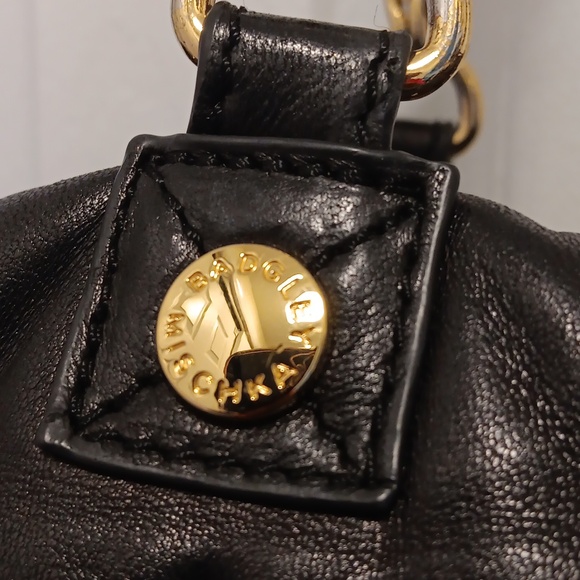 Badgley Mischka handbag black leather gold pearl - Picture 5 of 9